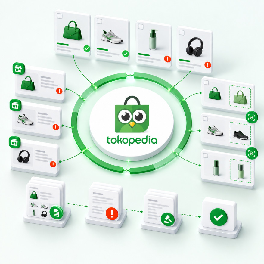 Tokopedia counterfeit monitoring illustration