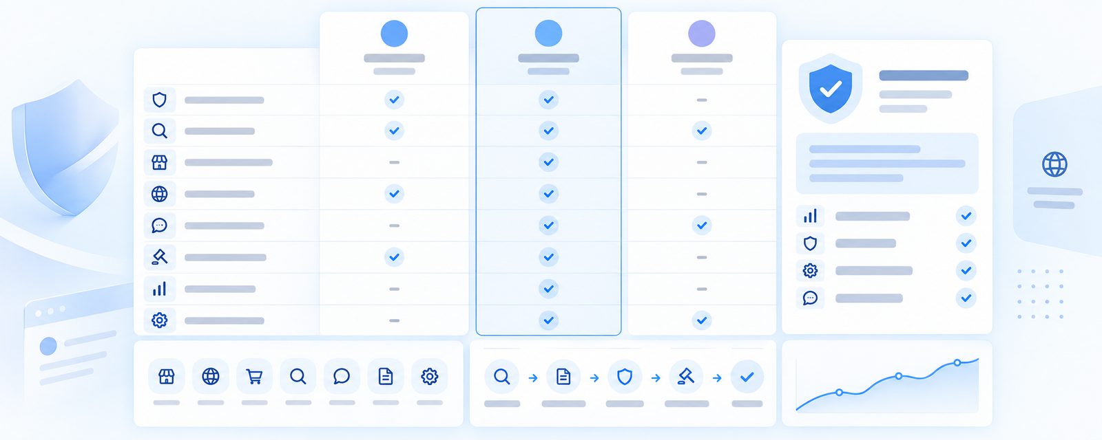 side-by-side comparison of Truviss, Red Points, and BrandShield feature sets