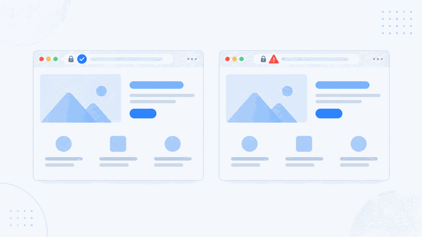 A cloned website side by side with the genuine site it copies