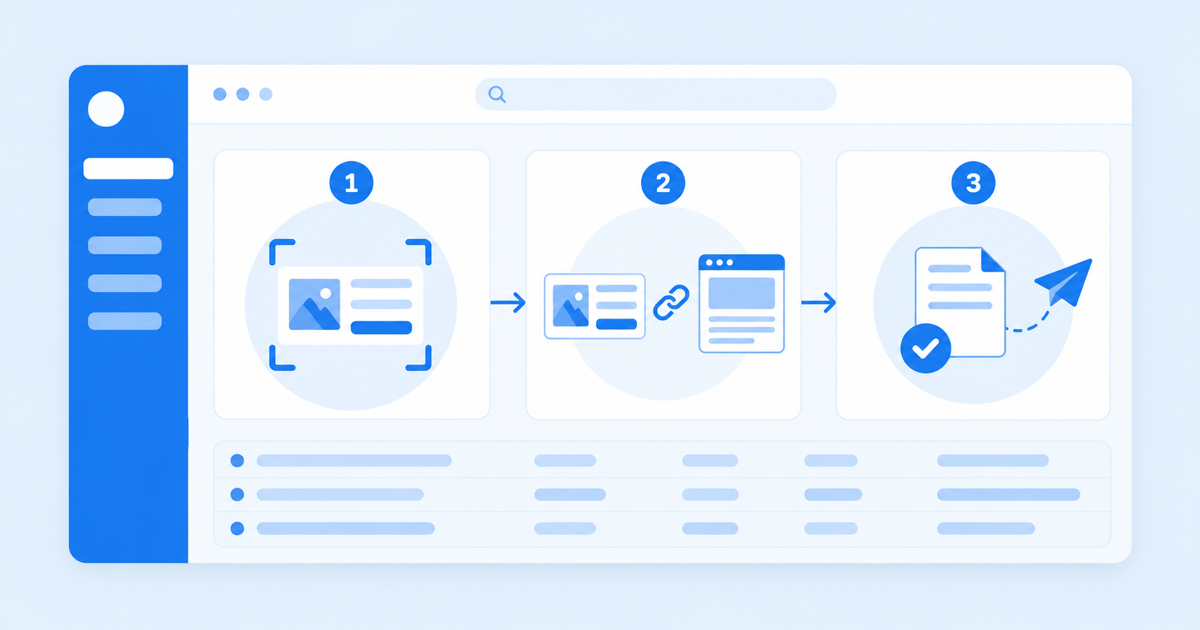 Three steps from capturing a fake ad to matching its landing page and filing the report